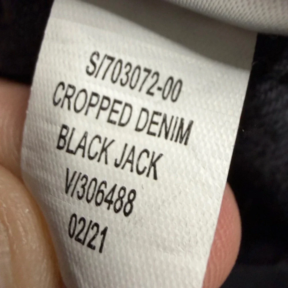 Old Navy Cropped Denim Jacket‎ Womens Large Black Blackjack Button Up 703072-00